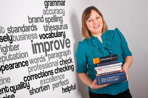 Business profile of lady with English books