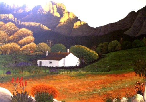 Painting of South African French Wine Region
