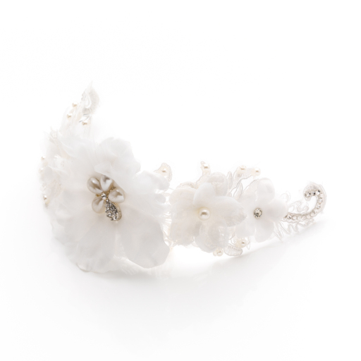 Lace pearl and crystal headband