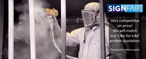 SignFab (UK) Ltd have in-house powder coating and wet spraying booths