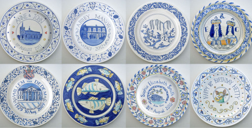 Hand painted personalised commemorative plates