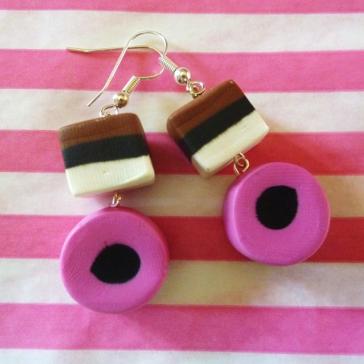 Liquorice Allsorts Earrings - Handmade by Fiction Candy Jewellery
