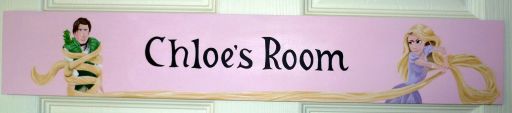Rapunzel &amp; Flynn hand painted door plaque