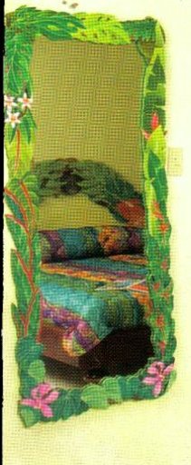 mosaic fretwork mirror and headboard
