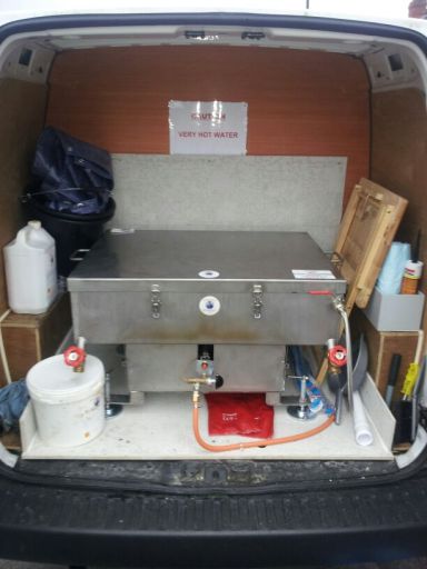 Van mounted oven cleaning dip tank .