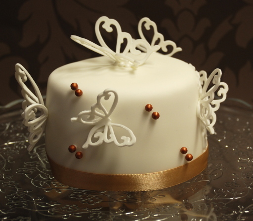 Bronze Butterfly Wedding Mini Cake