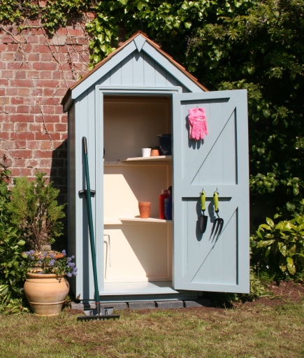 Sentry Box Tool Store finished in chalky blue.
