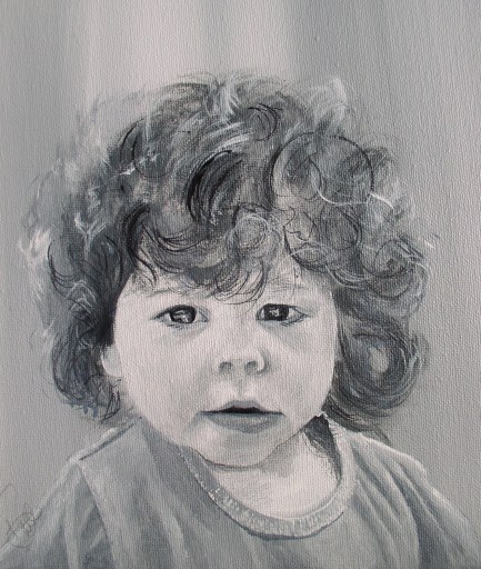 Natasha, acrylic painting-monotone