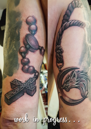 rosary and cross London Blue Lady Tattoo