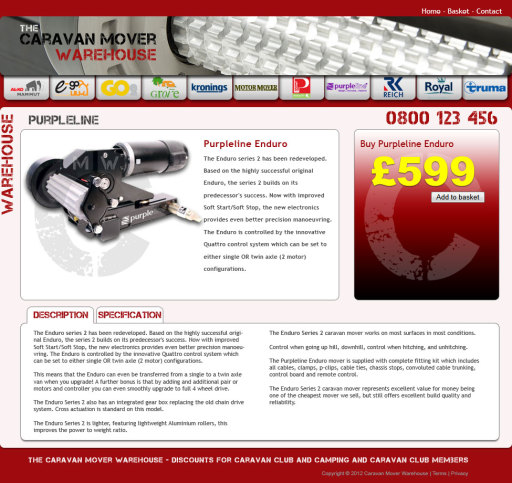 the new Caravan Mover Warehouse web site
