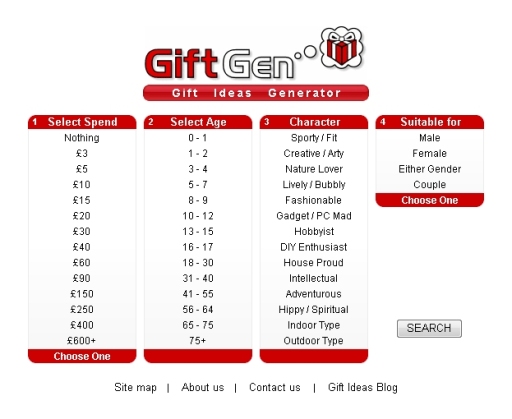 Gift Ideas Generator - Homepage