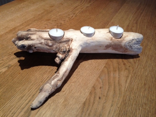 Handmade driftwood candle holder