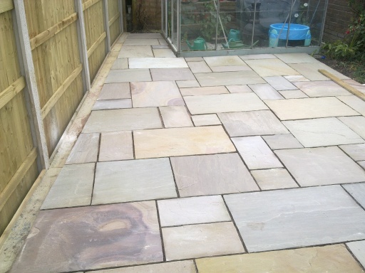 Natural stone patio built by us in Llanddulas Conwy.