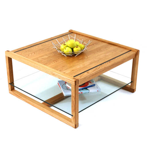 Oak and Glass Square Coffee Table