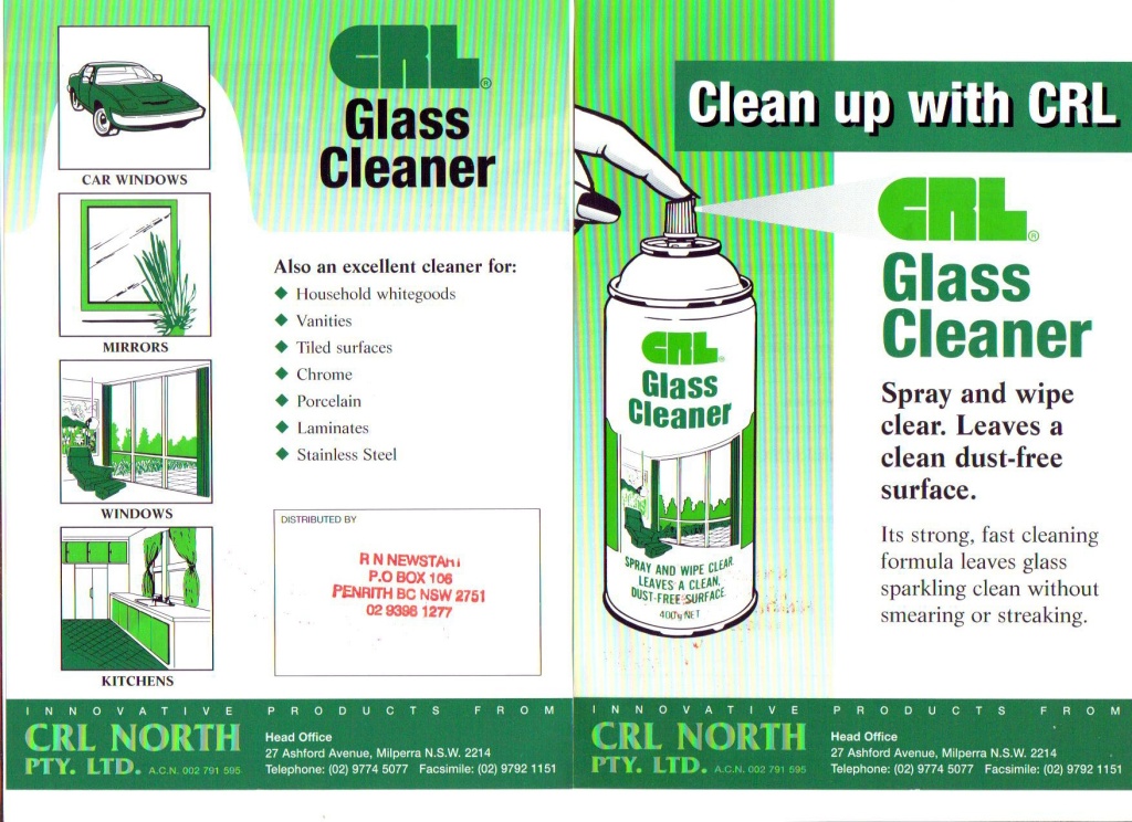Crl Glass Cleaner Green Can Rn Newstart PO Box 106 Penrith 2751, 2751