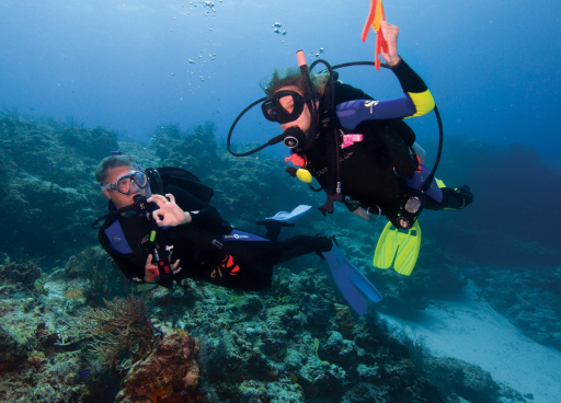 Scuba diver training with a PADI instructor