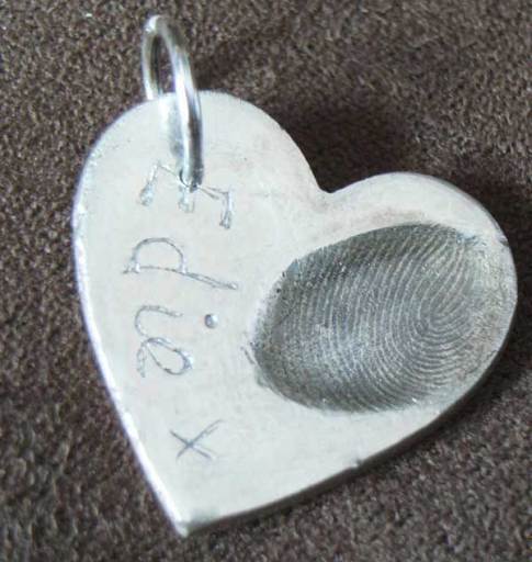 Fingerprint pendant and charms.