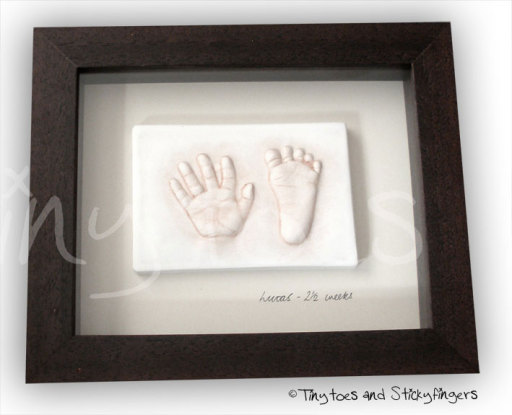 Tinytoes and Stickyfingers white finish raised impression baby cast