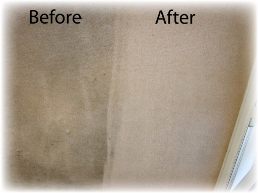 Before and after carpet cleaning