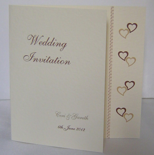 Side Border Wedding Invitation - Hearts
