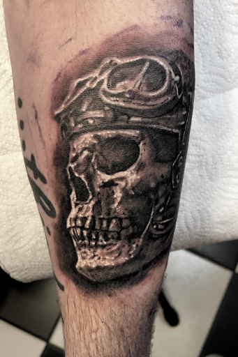 skull realistic tattoo,Stotker Tattoo shop London