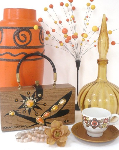 retro glass, ceramics, tea cups &amp; handbags