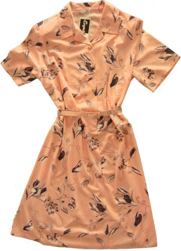 Symphony Short Sleeve Standard Fitting Dress Floral Print - Peach