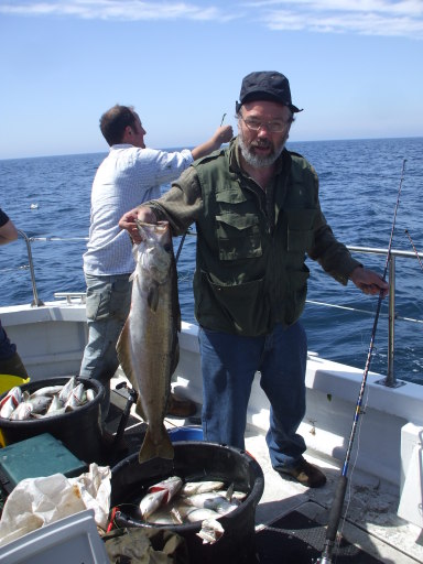 one of many good size pollock cuaght on a wreck fishing trip on the judy b