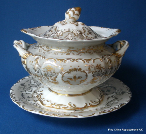 Antique Victorian Rockingham Style Lidded Sucrier and Stand c'1840