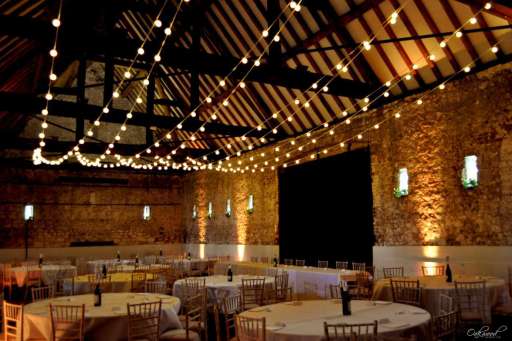 Festoon lights at a wedding