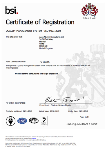 BSI ISO 9001 (2008) Certification