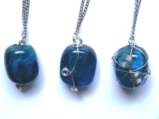 Wire wrapped turquoise glass stones