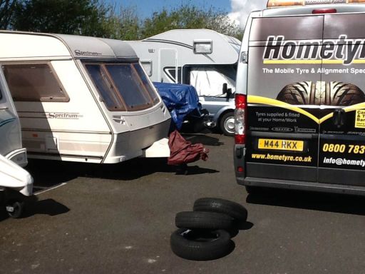 Fitting tyres to a caravan