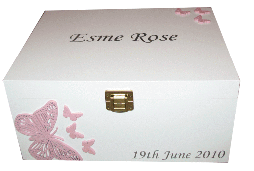 Girls Baby Keepsake Box for Christening, Naming Ceremony, Baptism