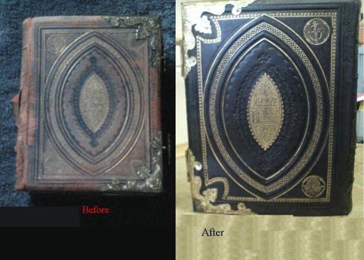 Book Repair - Before and After.