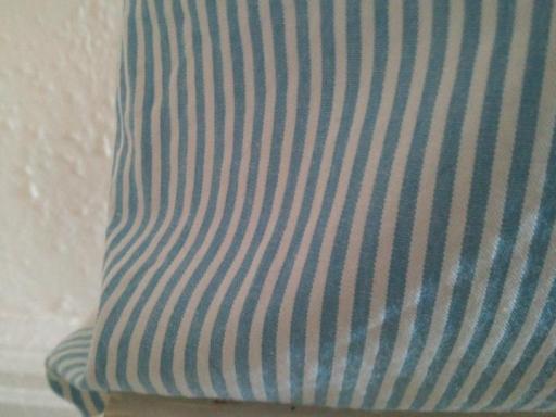 Blue and white candy stripe cushion