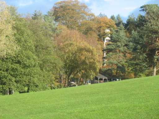 The hub of the shooting ground - the log cabin (available to hire) nestled in the trees