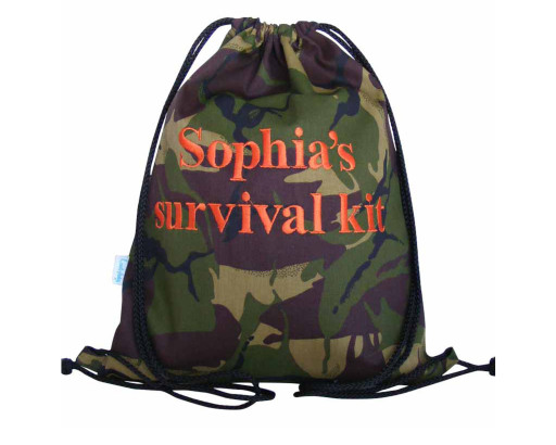 Green camo Personalised swim bag for kids