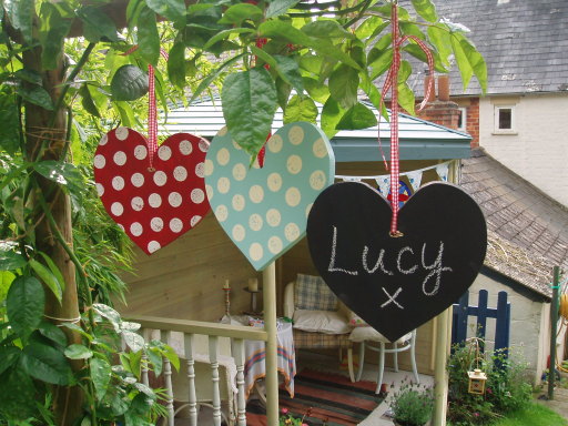 Decorated wooden hearts