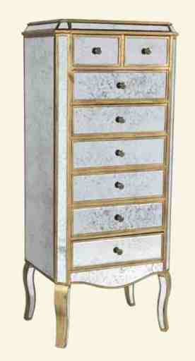 Venetian antique mirror 8 drawer tallboy cabinet