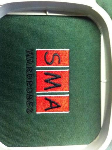 Embroidery still in the machine ring