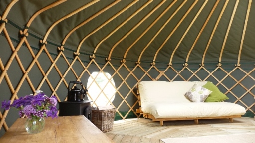 luxurious interiors at Suffolk Yurt Holidays