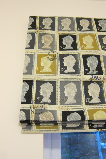 Roman blind in stamp fabric - fabric from Prestigous available through Boxhouse Interiors