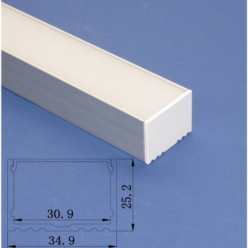 Led Aluminium 2 Metre Flat Profile Frosted Lid