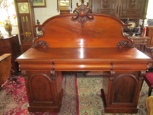 Antique Victorian Mahogany Double Pedestal Server Sideboard / Buffet