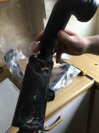 Melted due to leaking heat exchanger