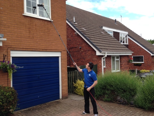high reaching water fed pole window cleaning
