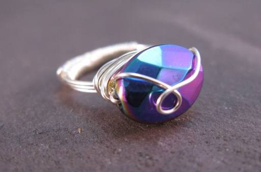 Rainbow twist sterling silver ring
