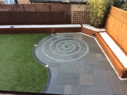 Modern EM Silver/Grey Patio & Artificial Grass