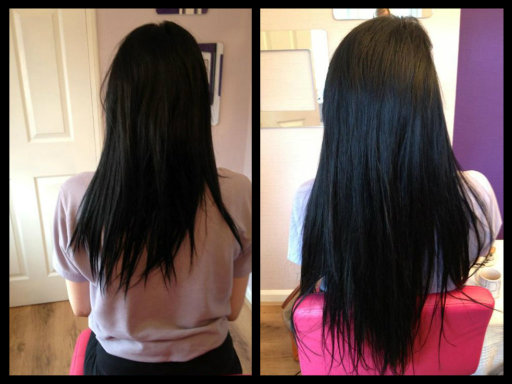 before and after 22" micro bead hair extension